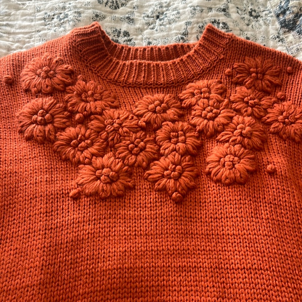 Floral Anthro sweater, size medium, NWT, burnt orange